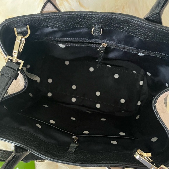 Kate Spade Black/Taupe Pebble Leather w/removable crossbody strap. - Picture 8 of 10